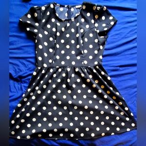 Navy Polka Dot Retro Style Dress